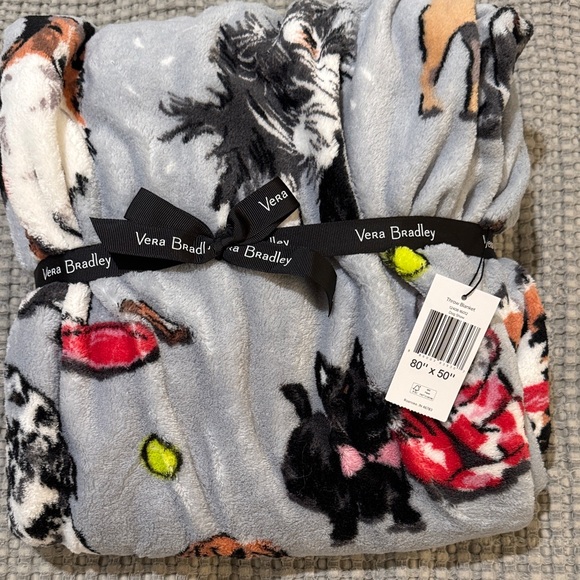 Vera Bradley Blanket- Gray with Colorful Animal Design - Picture 1 of 2
